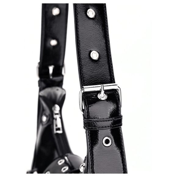 Studded Pu Leather Clutch Shoulder Tote Handbag Adjustable Strap Boho c: - Picture 3 of 6